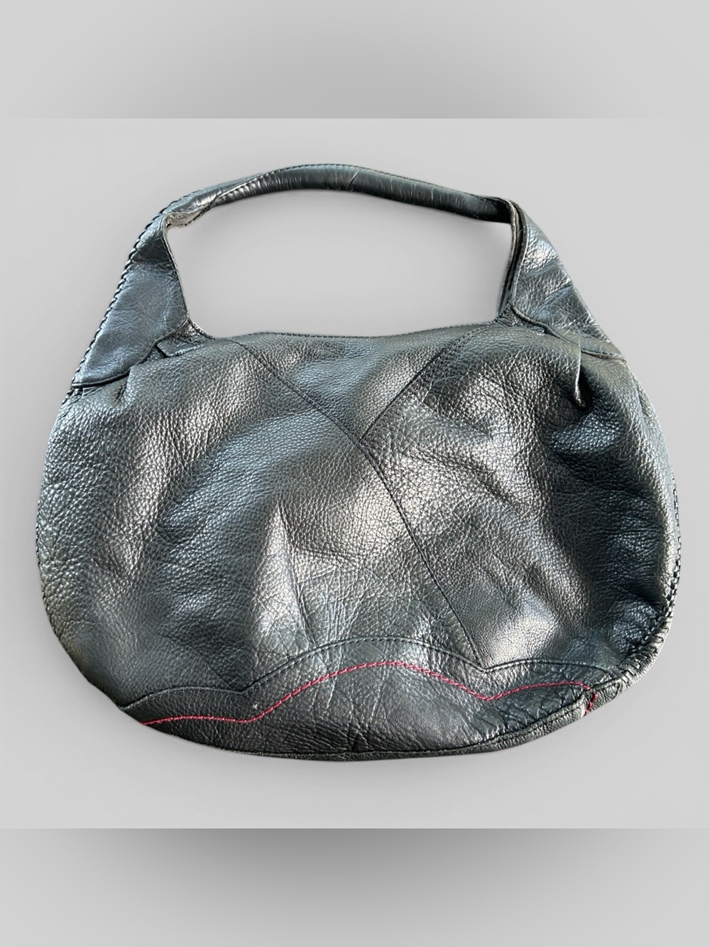 Lucky Brand vintage RARE y2k black pebbled leather oversized shoulder bag gothic